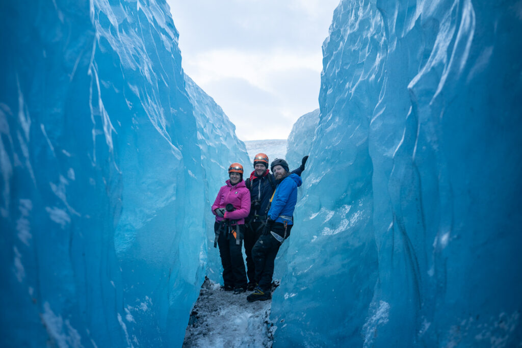 Fin de journée après plusieurs heures de marche sur un glacier en Islande