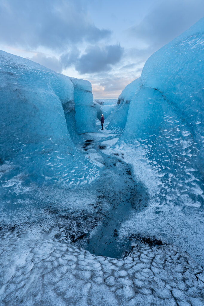 Sortie glacier en Islande en hiver, dans un environnement sauvage