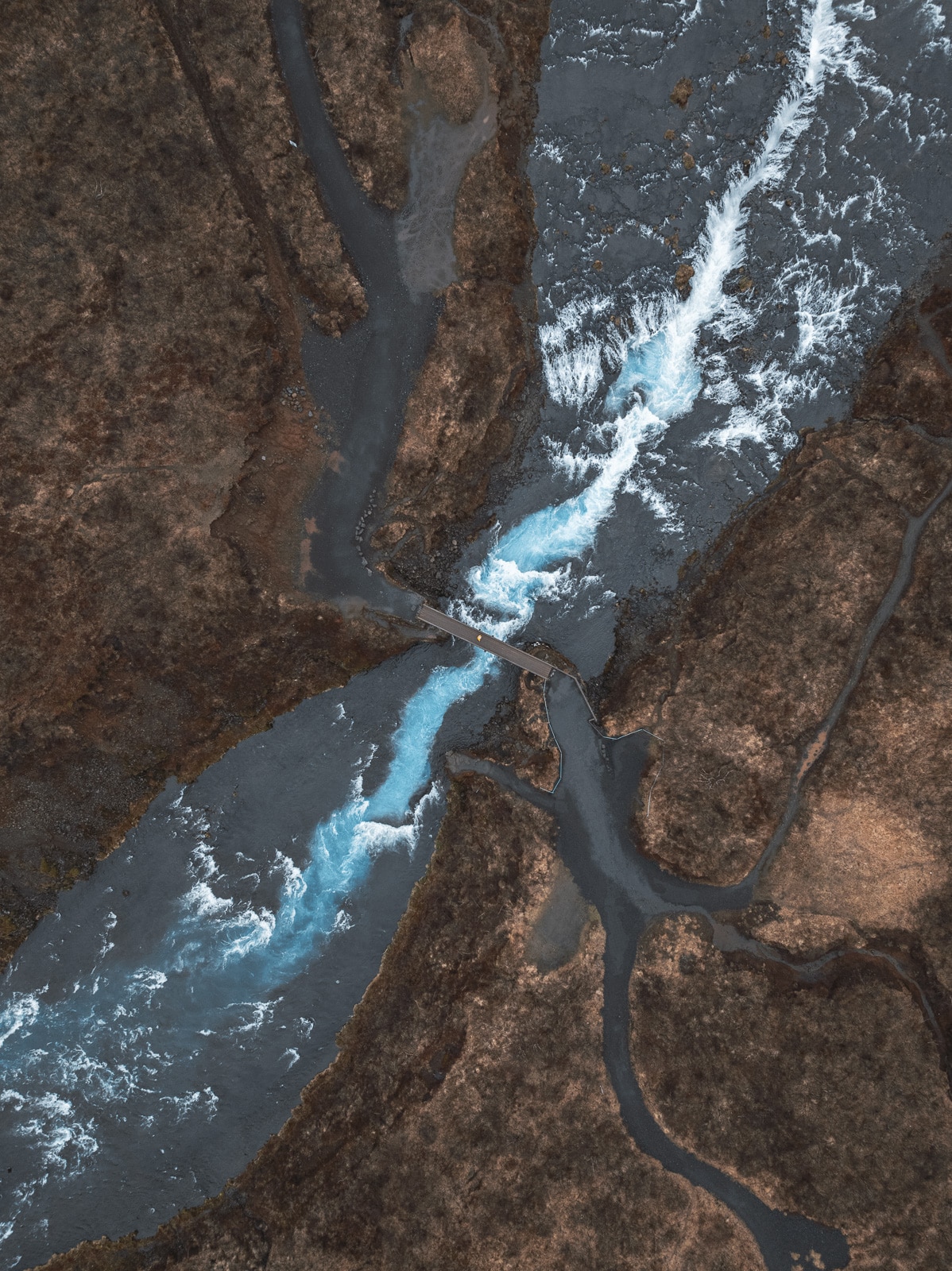 Vue aérienne de la cascade Bruarfoss en Islande