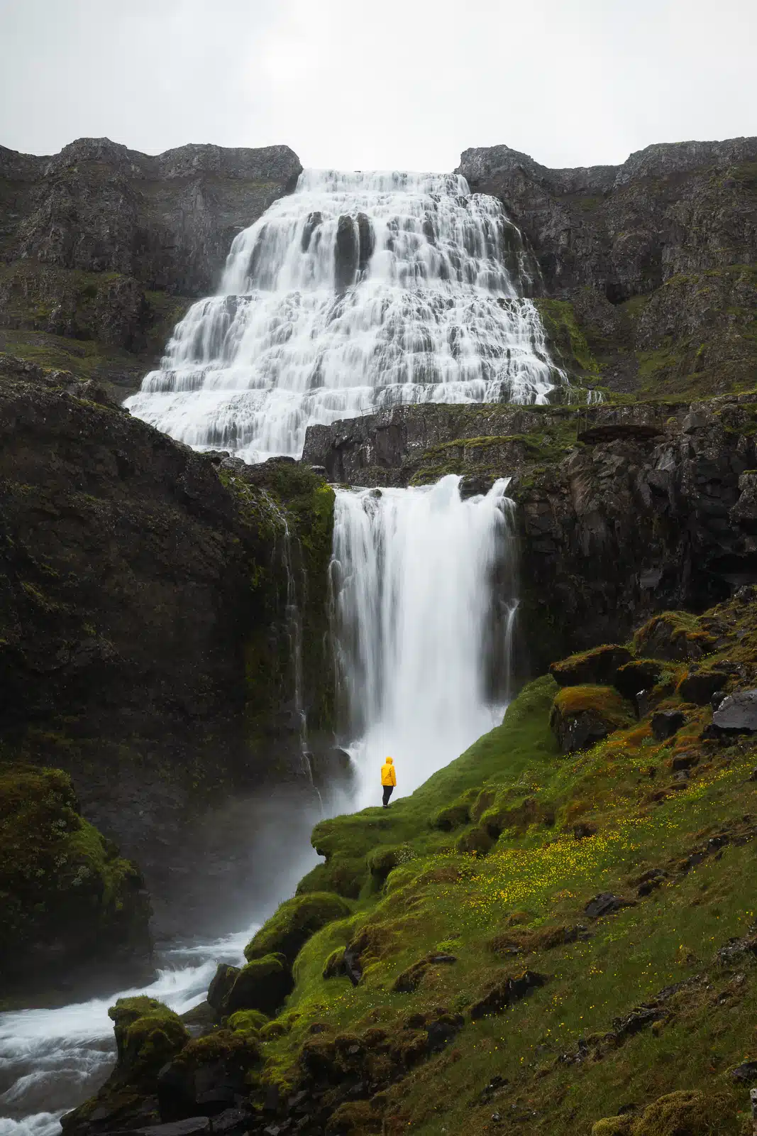 Entire view of Dyjandi waterfall in Iceland