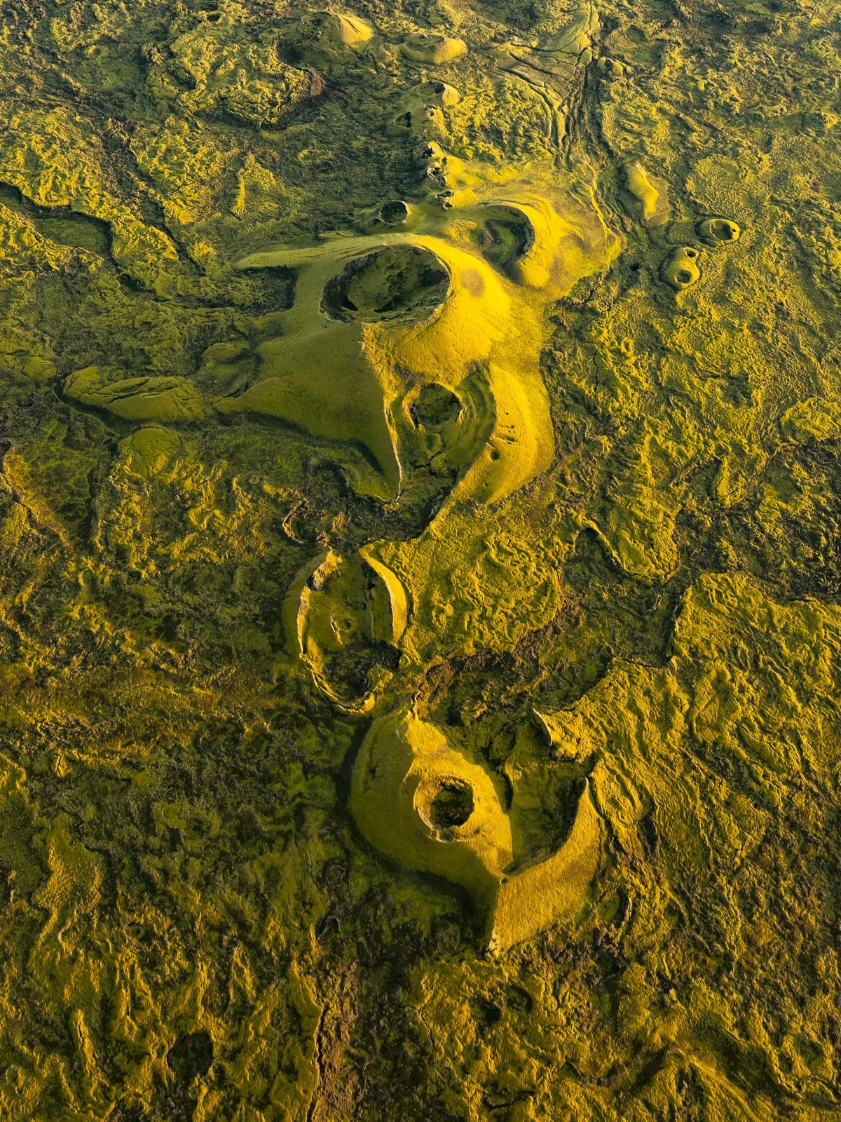 Vue aérienne des cratères du Laki en Islande