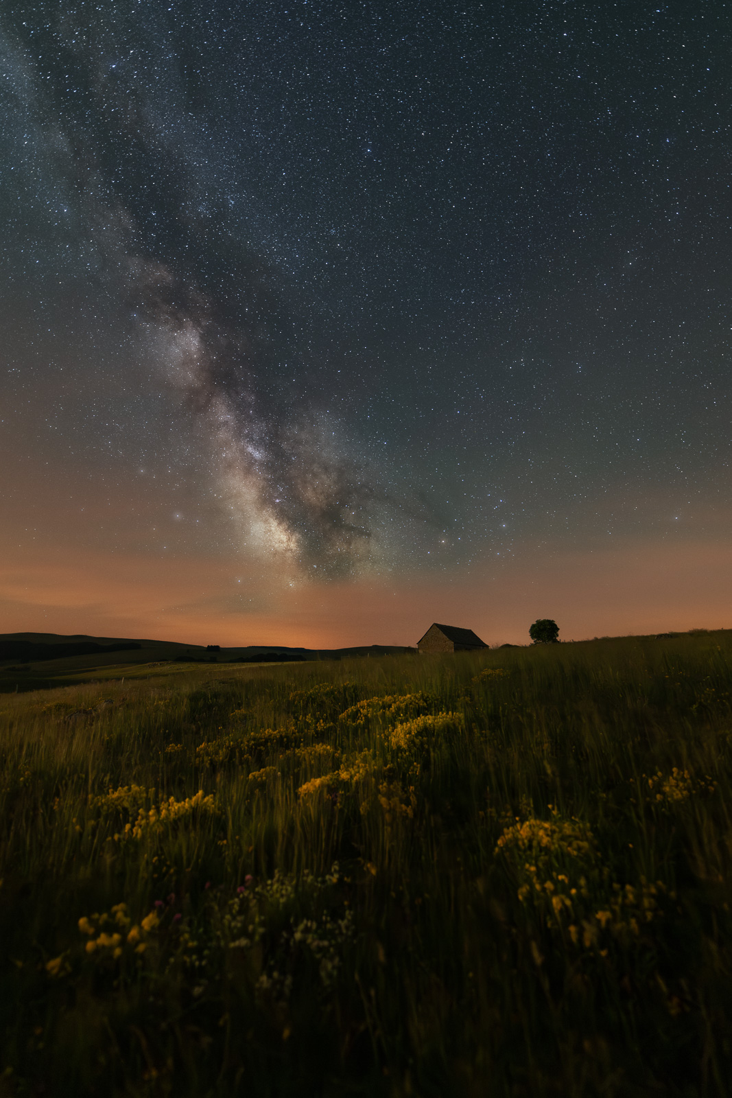 Photographie de la voie lactée dans un ciel sans pollution lumineuse en Lozère